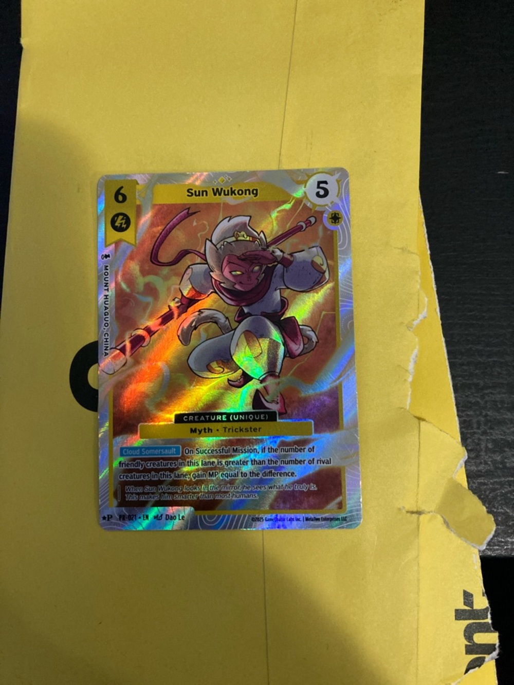 Pokemon Sun Wukong Holofoil Card - Yellow, Gold, Red, Pink